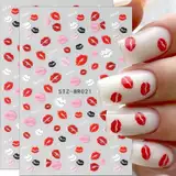 Sexy Lippen Nagelsticker Valentinstag Nagelaufkleber Kuss Lippen Nagel Sticker Nagelfolie Selbstklebend Nailart Aufkleber Nägel Zubehör 5D Lips Nail Art Stickers Nageldesign Valentines Nail Sticker