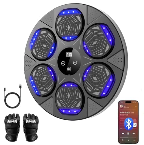 LeuKoles Music Boxing Machine mit Bluetooth,LED Licht Box Maschine mit Musik mit Boxhandschuhen, Elektronische Boxing Machine zur Wandmontage mit 7 modi