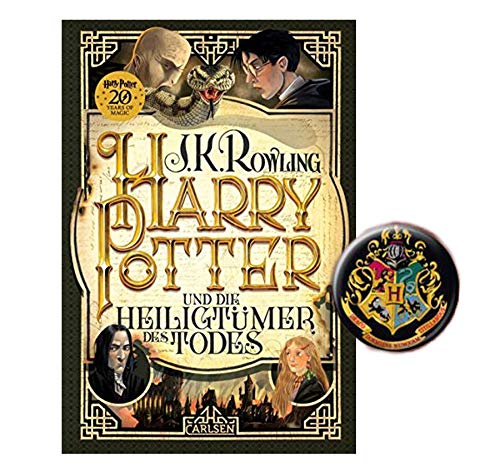 Carlsen Verlag Harry Potter und die Heiligtümer des Todes Bandgebundene Ausgabe aus dem 7. Jahrhundert, 1x Original-Harry-Potter-Knopf