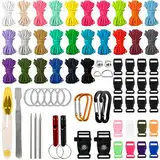 ANNTIM 68 Stück Multifarben Parachute Cord Bänder Kit,26 Farben 3 m Paracord Schnur mit 5 Schnallen Paracord Steckverschluss,Paracord Set,Paracord Armband Paracord Bänder Set für DIY Armbänder