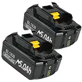 2X 18V 5000mAh Li-Ion Ersatzakku für Makita BL1850B BL1850 BL1830B BL1830 BL1860B BL1860 BL1840 BL1835 BL1845 BL1820 LXT-400 Werkzeugakkus with LED Indikator