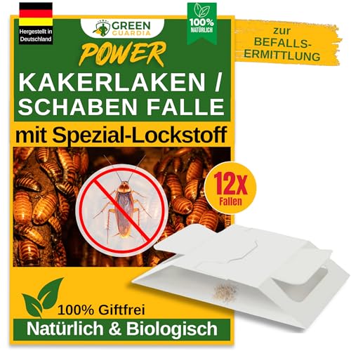 Kakerlaken/Schaben Falle mit Spezial-Lockstoff - 12x Kakerlaken/Schaben Fallen - umweltfreundlich Schaben bekämpfen, Chemiefreie Falle mit starker Klebefläche, giftfrei & geruchsneutral