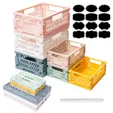 Neikafan 6 Stück Plastik Klappkiste Aufbewahrungskorb Klappboxen Organizer Klein und Mini Klappkorb Faltbar Stabil Bunt Kein Geruch für Regal Büro Schlafzimmer Küche Schlafzimmer