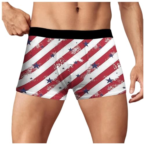 WKAYsIV Herren Retroshorts Schwarz atmungsaktiv, trendig, neuartige Digitale 3D-gedruckte -Unterwäsche Boxershorts Nachhaltig (Red, XXL)