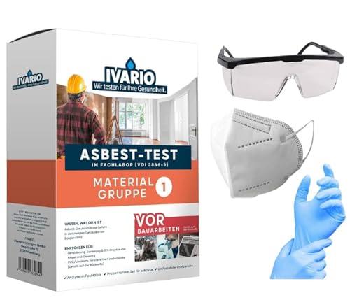 IVARIO Asbest-Materialtest im Fachlabor + Probenahme-Schutz-Set. Größe M