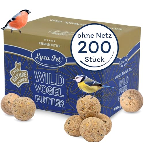Lyra Pet® | 200 Meisenknödel ohne Netz à 90 g = 18 kg | Vogelfutter für das Ganze Jahr | Energielieferant für Wildvögel | Mineralstoffreiches Wildvogelfutter | Fetthaltig & Nährstoffreich