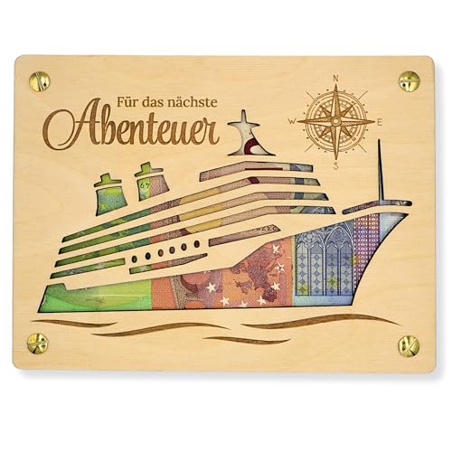 ZUKLA Verpackung für Geldgeschenk Reise XL 20 x 15 cm - Geschenke für Reisende - Geldgeschenk Schiffsreise - Reisekasse für die Kreuzfahrt - Reisegutschein Geschenk Verpackung - Handmade