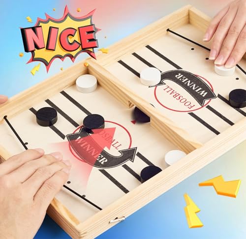 NETONDA Tisch Hockey Brettspiel Eltern-Kind Interaktion Sling Puck Spiel Holz Tischhockey tragbar Schachbrett-Set perfekt Spielzeug für Kinder Familie Geburtstag Weihnachten Partyspiele