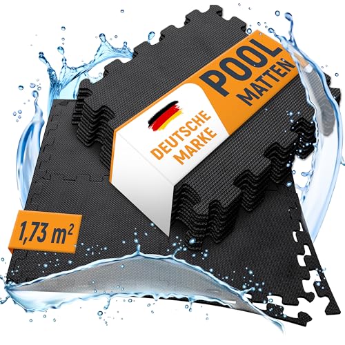 NEOLYMP 18 Stück Pool Unterlage Outdoor zuschneidbar - Whirlpool Unterlegmatte rutschfest und langlebig - Poolmatten Schutzboden - Bodenschutzmatte für Planschbecken