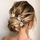 Vakkery Braut Hochzeit Haarnadeln Gold Perle Haarspangen Braut Kopfschmuck Kristall Hochzeit Haarschmuck für Damen und Mädchen (3 Stück)