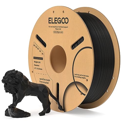 ELEGOO PLA Filament 1.75mm Schwarz 1KG, 3D Drucker Filament Maßgenauigkeit +/- 0,02 mm, 1kg Pappspule (2.2lbs) Filament-3D-Druckmaterialien Passt für die meisten FDM 3D-Drucker