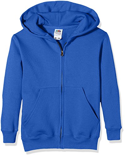 Fruit of the Loom Unisex Baby Klassischer Reißverschluss vorne Kapuzensweatshirt, königsblau, 14-15 Jahre