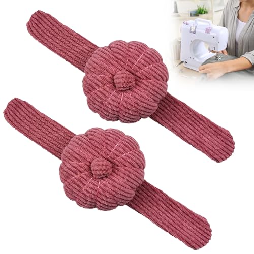 Nadelkissen für Das Handgelenk,Nähen Handwerk Nadelkissen,Nadelkissen Wearable,Nadelkissen Handgelenk Tragbar,Originalität Kürbisform Stoff,für Nähen Quilten Nadelarbeit,Bohnenpastenfarbe,2Pcs