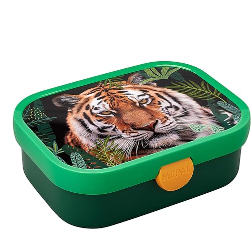 Mepal Brotdose Kinder - Bento Box Kinder - Brotdose Kinder mit Fächern & Gabel - Meal Prep Box mit Clip-Verschluss - BPA-frei & Spülmaschinenfest - 750 ml - Wild Tiger