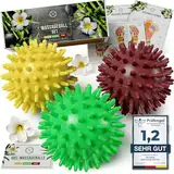 HELDSON® Premium Massageball Set [3 Härtegrade]- Igelball Fußmassage hart, weich - Noppenball - Igelbälle klein - Faszienball Rücken - Massage Ball Faszien - Massageball Fuß - Stachelball Noppen