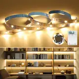 MUSUNIA LED Streifen Batterie - 1M Warmweiß LED Strip Batteriebetrieben mit Timer Weihnachtsdekoration Schrankbeleuchtung