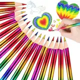 16 Stück Regenbogen Buntstifte Kinder, Mehrfarbige Stifte zum Malen, 4 in 1 Farben Regenbogenstift Bleistifte Kinder Stifte Kinder Farbstifte für Kunst, Zeichnen, Skizzieren, Färbung, Jungen Mädchen