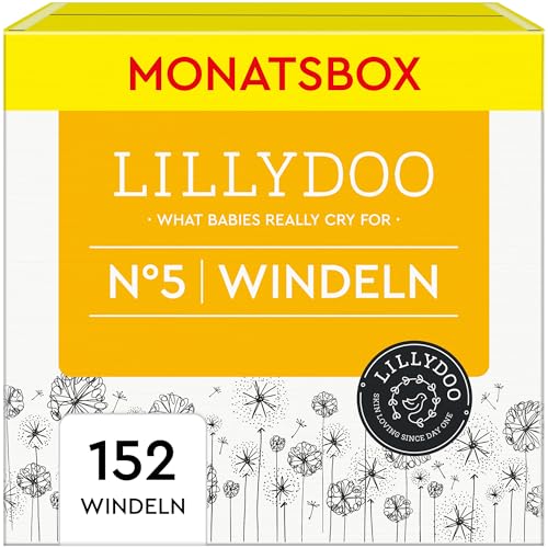 LILLYDOO hautfreundliche Windeln Größe 5 (11-16 kg), Monatsbox (152 Windeln) (FSC-Mix)