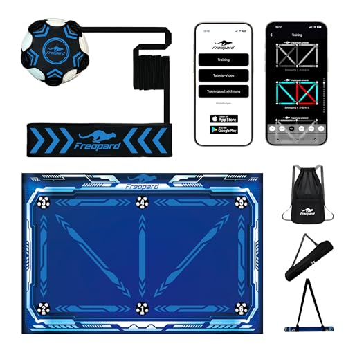 Freopard Fussball Matte mit ??? ??? ??? ? inklusive Fussballtrainer Kinder, Fussballmatte Training mit App, Trainingsset Fussball Kinder
