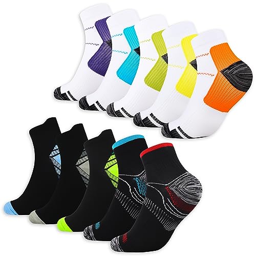 Jeasona 10 Paare Kompressionssocken Damen 39-42 Kompressionssocken Damen Sommer Sport Kompressionssocken Damen Wandern Joggen Laufen Compression Socks Women Summer Plantarfasziitis Socken Damen Kurz