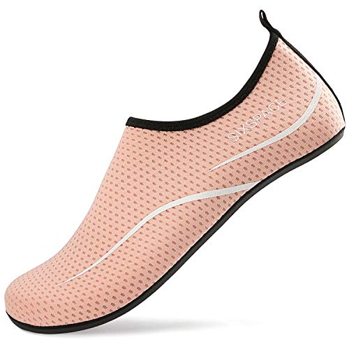 Sixspace Badeschuhe Damen Wasserschuhe Schwimmschuhe Männer Frauen Strandschuhe Barfußschuhe Surfschuhe Aquaschuhe(Pink 34 EU)