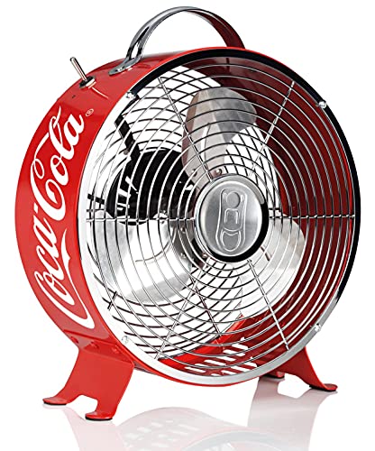 °CUBES Coca Cola Vintage Ventilator | Mini Ventilator leise, perfekt für Zuhause & Büro | Bodenventilator in Rot im Retro Design