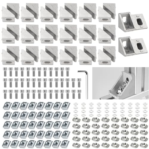 Aluprofil Winkel Befestigungsmaterial Aluprofil 20x20 Winkelverbinder Eckwinkel Eckverbinder Wandhalter 90 Grad Winkel Raster für 2020 2020 Strebenprofil, 3D-Drucker, CNC-Router, DIY-Projekte