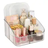 JessLab Schminke Veranstalter, PET Hautpflege Organizer mit 5-Fach Kosmetik Lagerung Make-up Veranstalter für Schreibtisch Garderobe Badezimmer Eitelkeit Arbeitsplatte, Transparent