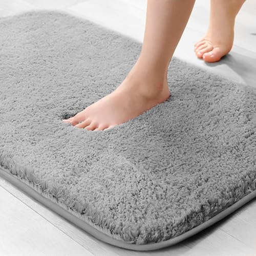 wyewye Mikrofaser-Badematte, Fußmatte, Haustiermatte, 2 cm, super dicker Badteppich, super saugfähig, Badezimmerteppich, 40 x 60 cm, Grau