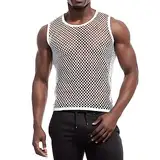 Duohropke Herren Muskelshirt Ärmellos Netz, Mann Tanktop Transparent, Männer Netzhemd Atmungsaktiv, Herrens Netz Shirt Trägershirt Sport Top Gym Clubwear