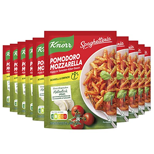 Knorr Spaghetteria Nudel-Fertiggericht Pomodoro Mozzarella leckeres Nudelgericht fertig in 7 Minuten 163 g 10 Stück