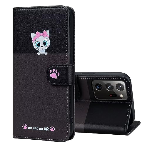 Tivenfezk Nadoli Niedlich Katze Hund Hülle für Samsung Galaxy Note 20 Ultra,PU Leder Handyhülle mit Tier Muster Kartenfach Magnet Klappbar Case Schutzhülle Flip Brieftasche Handytasche