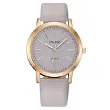 OFFCUP Damenuhr, Damen Analog Quarz Uhr mit Leder Armband, Uhren Damen Sternenhimmel Einfache Business Klassische Armbanduhr Lässig Quarzuhr Kleideruhr, 3 Zeiger, 39 mm Gehäusegröße -Lila