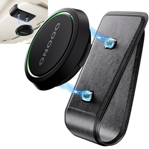 mylovetime Magnetische Ooono 2 Halterung, Sonnenblende Auto Halterung Kompatibel mit Ooono Co Driver No2, Halter für oono Blitzerwarner mit Magnet und PU Leder Schwarz