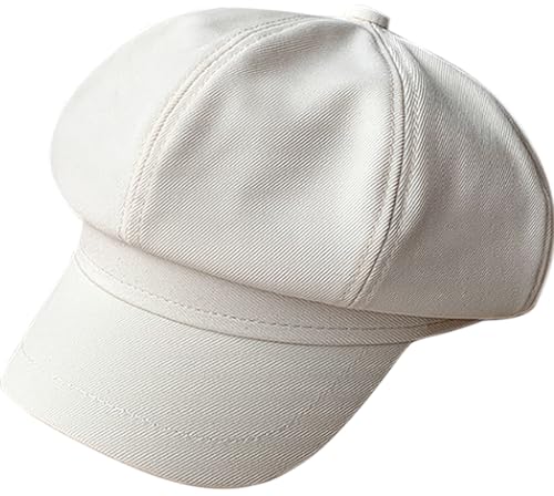 XYIYI Weiß Mode Schirmmütze Ballonmütze Newsboy Cap Visier Baskenmütze Paperboy Gatsby Hut Achteckige Kappe für Damen Mädchen