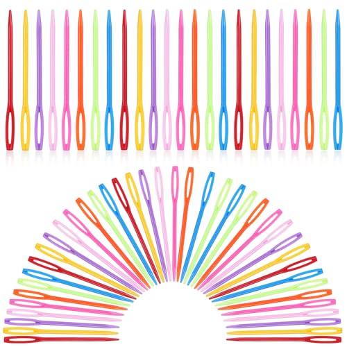 100Stück Kunststoff Nähnadeln,Webnadeln für Kinder Lang,Sticknadeln Nähnadeln mit Großem öhr Garnnadeln Kunststoff-Nadeln für Garn & Handwerk,Plastiknähnadeln zum Selbermachen DIY-Nähen Kunsthandwerk