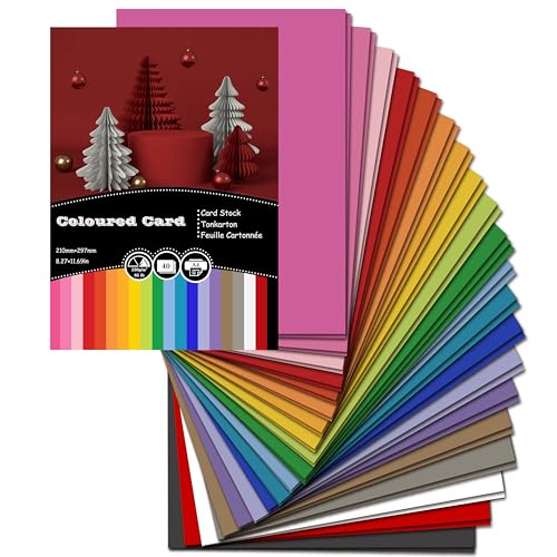 40 Blatt Tonkarton A4 Bunt, 20 Farben - 230 g/m² Tonpapier, Bastelkarton für Malen Kartenherstellung Einladungen Scrapbook Basteln