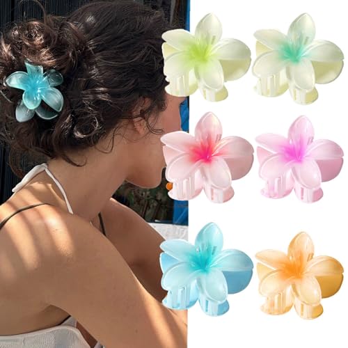 6PCS Stück Blumen Haarspangen Blumen Haarklammer für Mitteldickes Haar Klammer Starker Halt Im Hawaiianischen Stil für Frauen Mädchen (B, One Size)