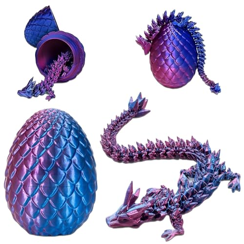 AHEJIOO 3D Gedruckter Beweglicher Drachen Spielzeug, Mitgebsel Kindergeburtstag, 3D Gedrucktes Drachenei, Drachenei Mit Drache, Zappelspielzeug für Kinder Erwachsene Heim Büro Schreibtischspielzeug