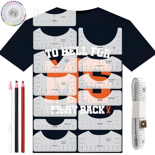 T-Shirt Ausrichtungslineal 18 Stücke T-Shirt Lineal Ausrichtungslineal T-Shirt T-Shirt Ruler Guide Lineal T-Shirt DIY Schablonen-Lineal Transparente für Erwachsene, Jugend und Kinder