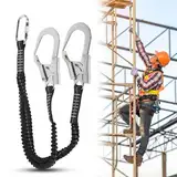 HERCHR Elastischer Haken Sicherheitsgurt, 25kN Doppelte Große Hakenschnur aus Stahl, 25mm Stoßdämpfendes Sicherheits Lanyard, Anti-Fall Sicherheitsseil, Wireman Sicherheitsgurt Für Den Außenbereich