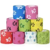 SEADESKY 9 Rollen Selbsthaftende Bandage Hund Vet Wrap Pet Selbstklebender Verband Selbstklebende Bandage für Haustiere Elastische Kohäsive Haftbandage Fixierbinde für Pferd Pet Cohesive Bandages