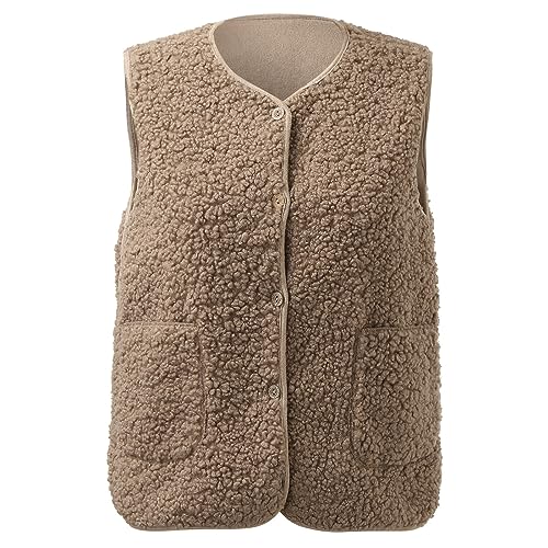 Teddy Weste Damen Ärmellos Teddyfleece Jacke Fleece Winterweste Winter Warme Fleeceweste Kurz Teddyjacke Plüsch Westen Einfarbig Damenwesten Teddy Fleece Weste Damen Herbst Winter Warm Ärmellos Westen