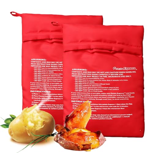 RDNKVB 2 Stück Kartoffel Tasche,Mikrowellen Kartoffelbeutel,Kartoffel Express,Mikrowelle Beutel,Mikrowelle Kartoffeln,Mikrowelle Kartoffel,Tasche,Mikrowellen-Kochbeutel,Kochtasche Mikrowell