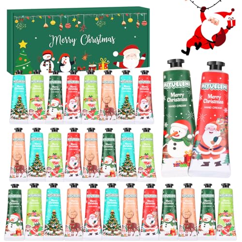 30 Stück Handcreme Weihnachten, Weihnachtsgeschenke für Frauen Männer, Handcreme Geschenkset für Sehr Trockene Rissige Hände Fuß - Kleine Geschenke für Kollegen, Mama, Freundin Geburtstagsgeschenk
