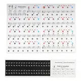 Abnehmbare Klaviertastatur-Notenetiketten für 37/49/54/61/88 Tasten, Transparenter Vinyl-Sticker, Wiederverwendbarer Piano Key Labels für Anfänger