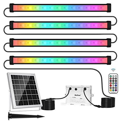 MEIHUA LED Strahler Außen Solar RGB Wallwasher Licht Dimmbar LED Party Lichter Timer RGB LED Partylicht IP66 Discolicht Partybeleuchtung für Aussen DJ Disco Party Garten Karneval 4 in 1