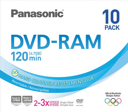 Panasonic LM-AF120LE10 DVD-RAM-Rohlinge 4,7GB (3-fache Brenngeschwindigkeit, 120 Minuten, bis 100.000 mal wiederbeschreibbar) 10er Pack