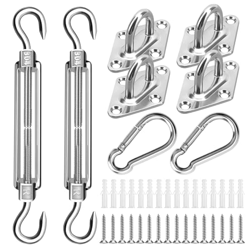 JAMATA Sonnensegel Befestigung Set Zubehör,Premium 304 Edelstahl Sonnensegel Zubehör Montage Aufbau Set,Awnings Mounting Assembly zur sicheren Montage von viereckigen und dreieckigen Sonnensegeln