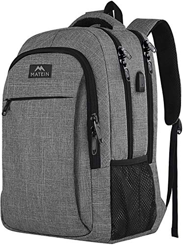 MATEIN Reise Laptop Rucksack 15.6 Zoll Multifunktion Notebook Laptoprucksack Business Arbeit Backpack Daypack Herren mit USB Ladeanschluss Geschenk für Männer Damen, Grau